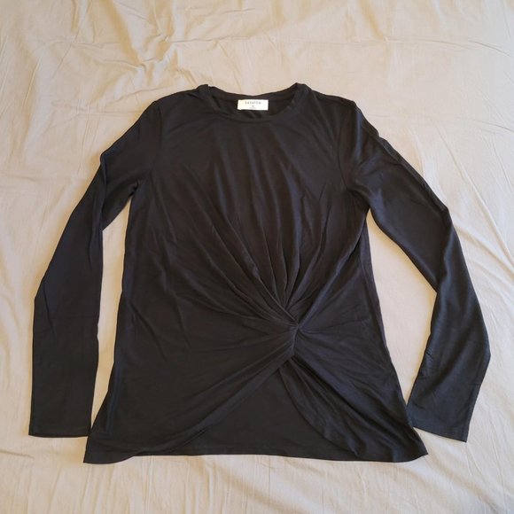Babaton Twist Front Long Sleeve Rayon Top (Size XS, black) - Picture 3 of 10